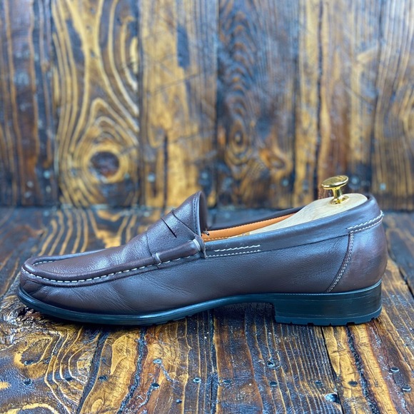 Santoni Ascott Men's Brown Leather Penny Loafer Shoes Size 9.5 D /Retail At $650 - Picture 4 of 9